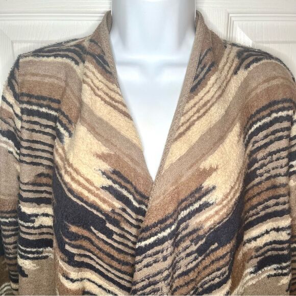 Lucky Brand Southwestern Open Shawl Cardigan Sweater Beige Cream Tan S - Picture 5 of 12